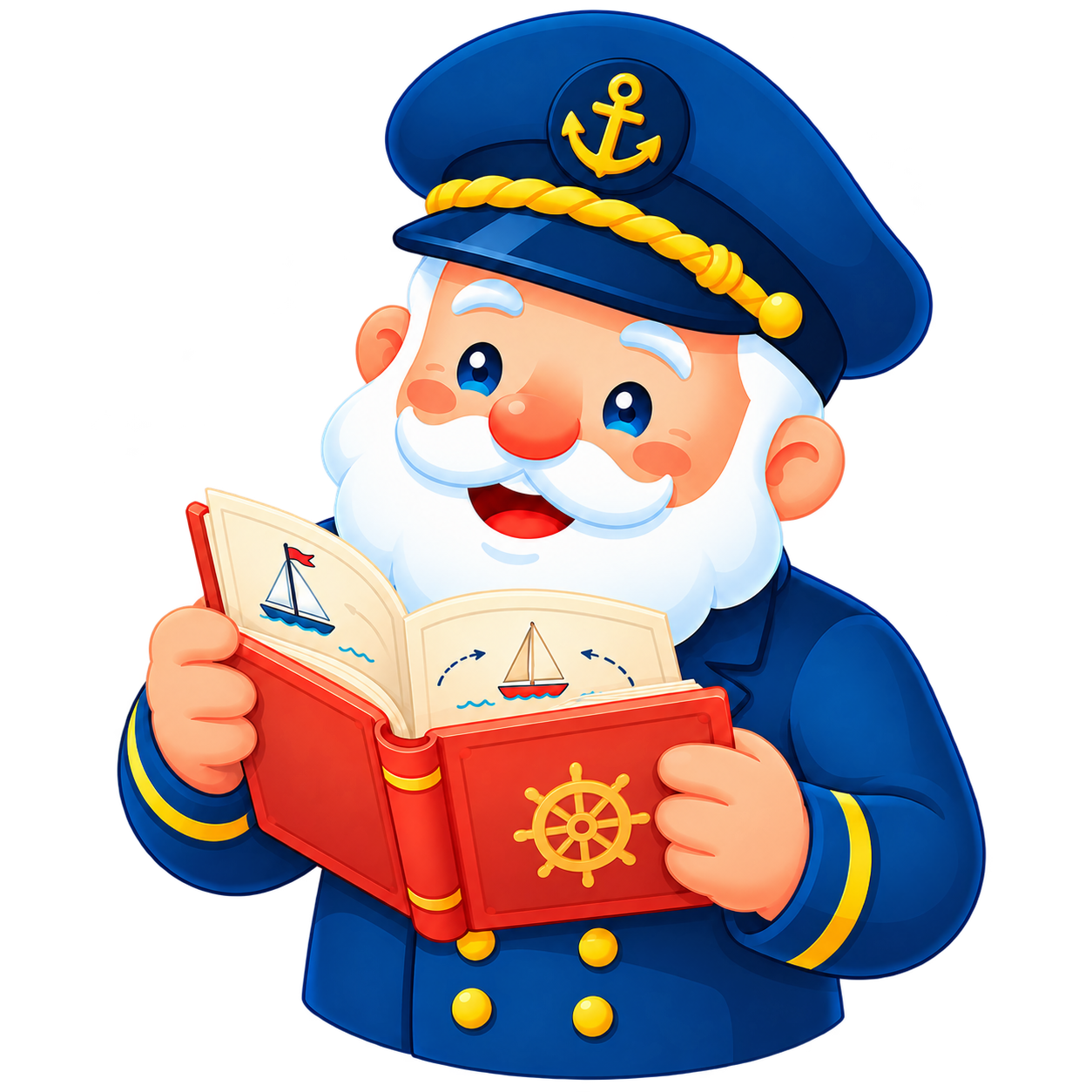 Kalle liest in seinem Segelbuch